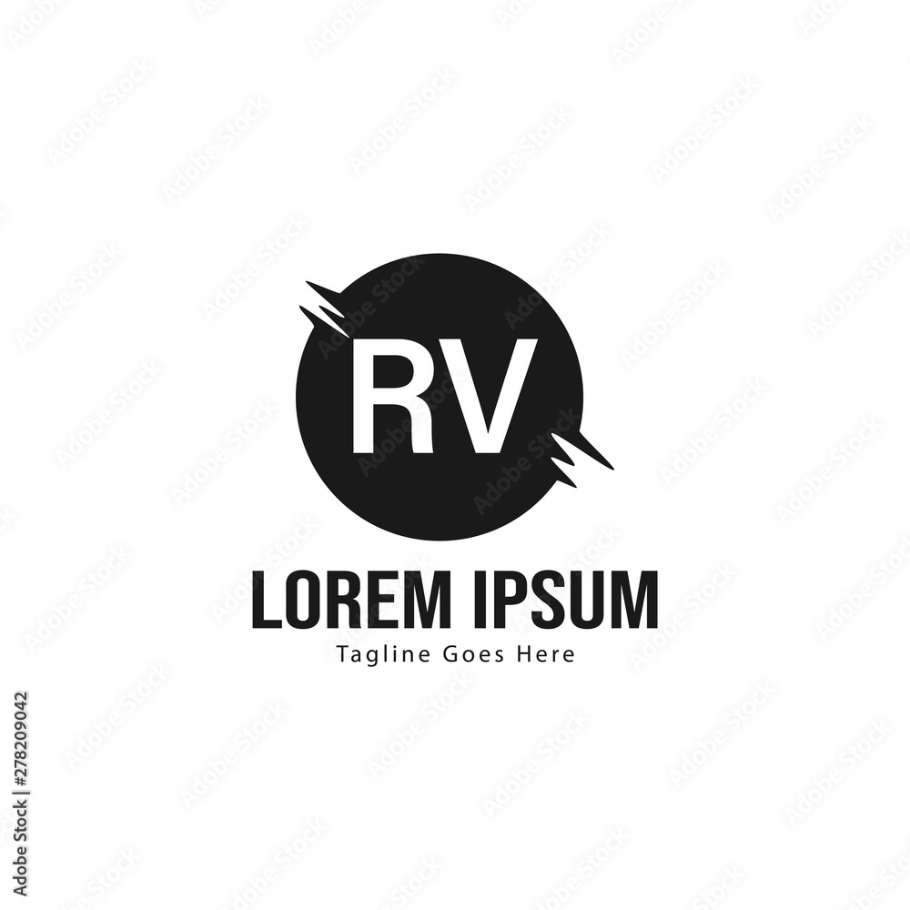 Initial RV logo template with modern frame. Minimalist RV letter logo vector illustration Initial RV logo template with modern frame. Minimalist RV letter logo vector illustration