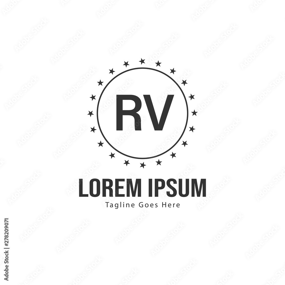 Initial RV logo template with modern frame. Minimalist RV letter logo vector illustration Initial RV logo template with modern frame. Minimalist RV letter logo vector illustration
