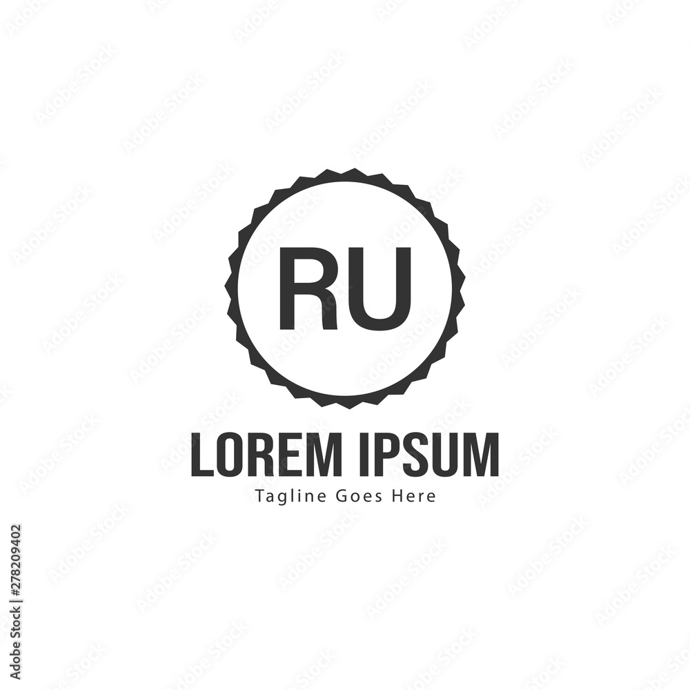 Initial RU logo template with modern frame. Minimalist RU letter logo vector illustration Initial RU logo template with modern frame. Minimalist RU letter logo vector illustration