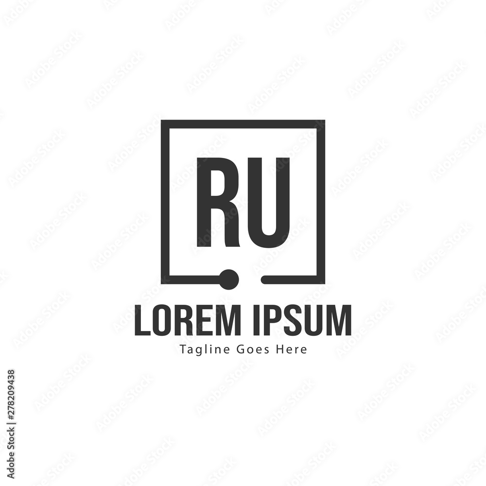Initial RU logo template with modern frame. Minimalist RU letter logo vector illustration Initial RU logo template with modern frame. Minimalist RU letter logo vector illustration