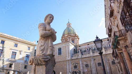 Palermo, Sycylia, Włochy, fontanna, plac
