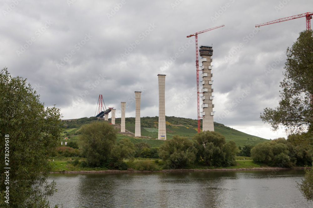 Building a bridge over rver Moselle Germany