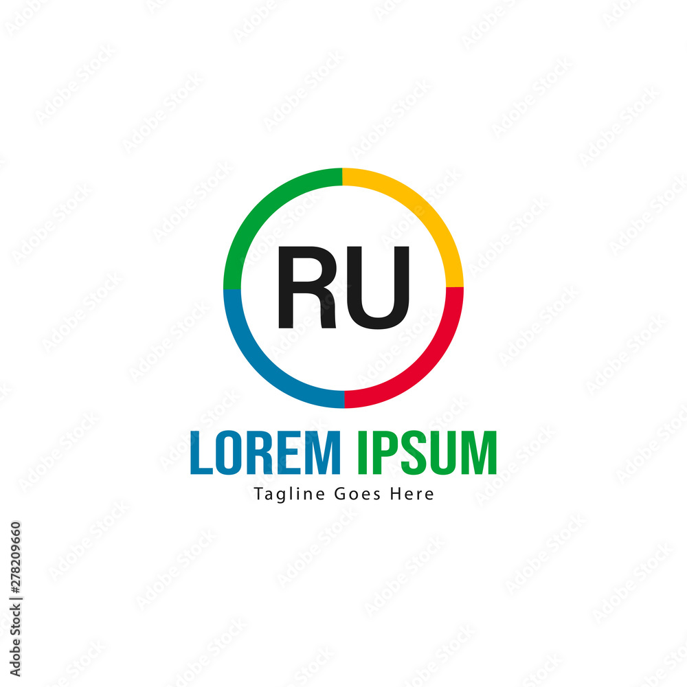 Initial RU logo template with modern frame. Minimalist RU letter logo vector illustration Initial RU logo template with modern frame. Minimalist RU letter logo vector illustration