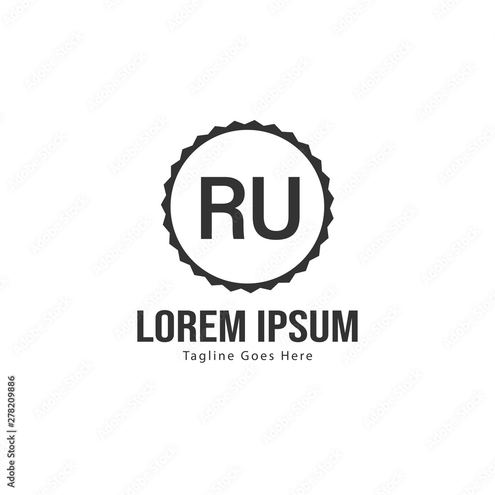 Initial RU logo template with modern frame. Minimalist RU letter logo vector illustration Initial RU logo template with modern frame. Minimalist RU letter logo vector illustration