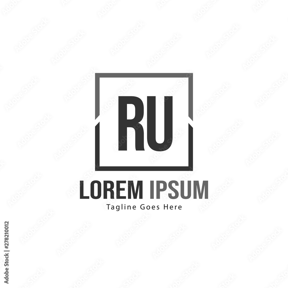 Initial RU logo template with modern frame. Minimalist RU letter logo vector illustration Initial RU logo template with modern frame. Minimalist RU letter logo vector illustration