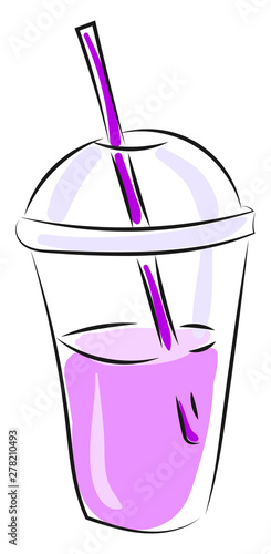 Fresh purple juice, illustration, vector on white background.