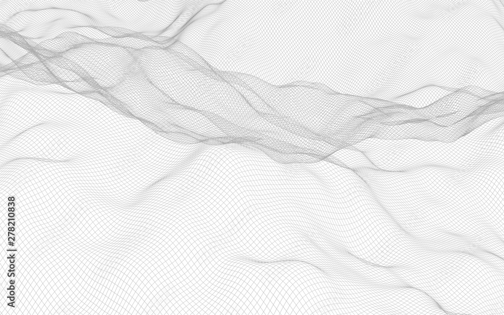 Abstract landscape on a white background. Cyberspace grid. hi tech network. 3d illustration Abstract landscape on a white background. Cyberspace grid. hi tech network. 3d illustration