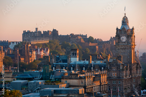 Edinburgh clock tower city skyline Scotland  © pop_gino