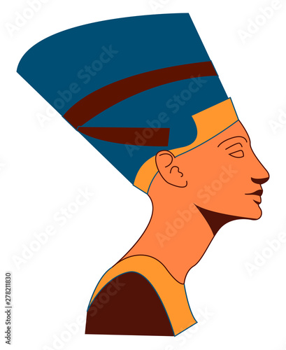 Nefertiti, illustration, vector on white background.