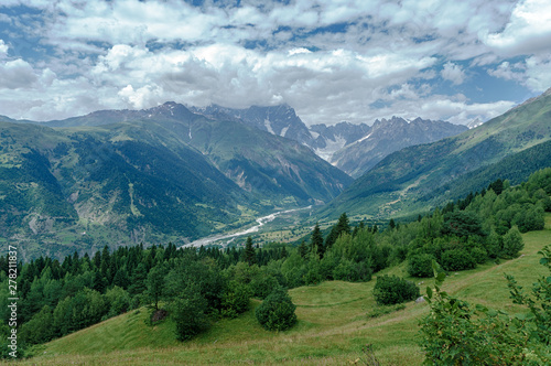 View of a mountain valley  Georgia  Svaneti