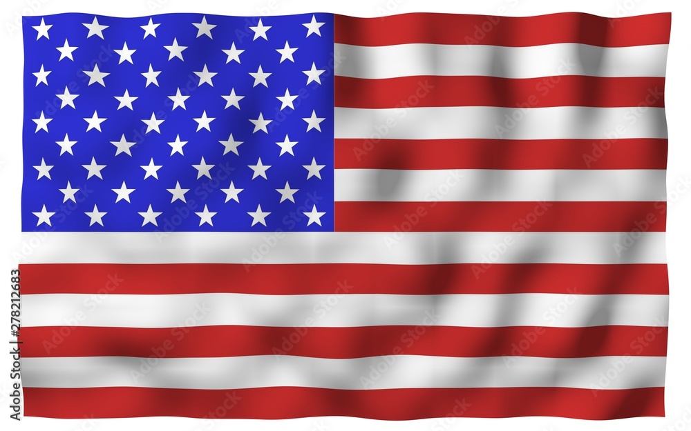 Fototapeta premium Waving flag of the United States of America. Stars and Stripes. State symbol of the USA. 3D illustration
