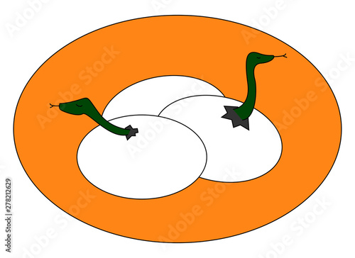Snakes nest, illustration, vector on white background.
