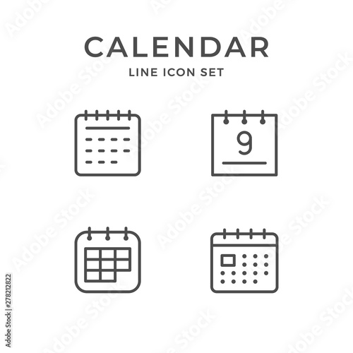 Set line icons of calendar photo