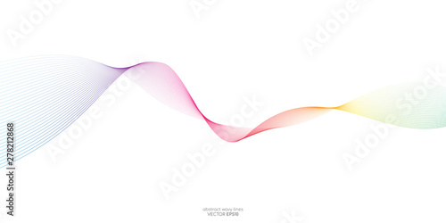 Abstract vector colorful wave lines flowing isolated on white background for design elements in concept technology, music, science, A.I.
