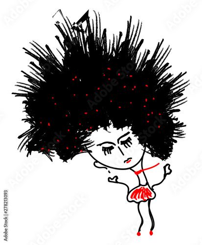 Wind blow child, illustration, vector on white background.