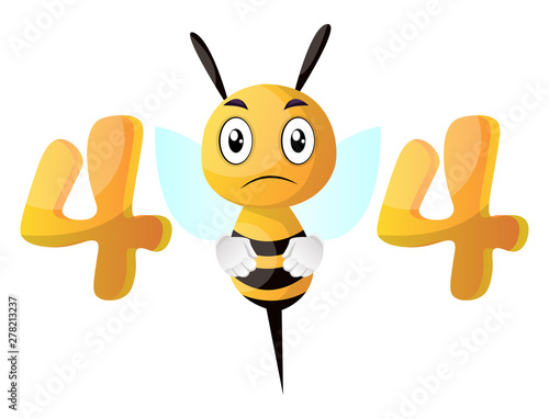 Yellow sad bee, illustration, vector on white background.
