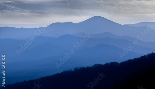 Blue Ridge Mountains of North Carolina with dramatic sky
