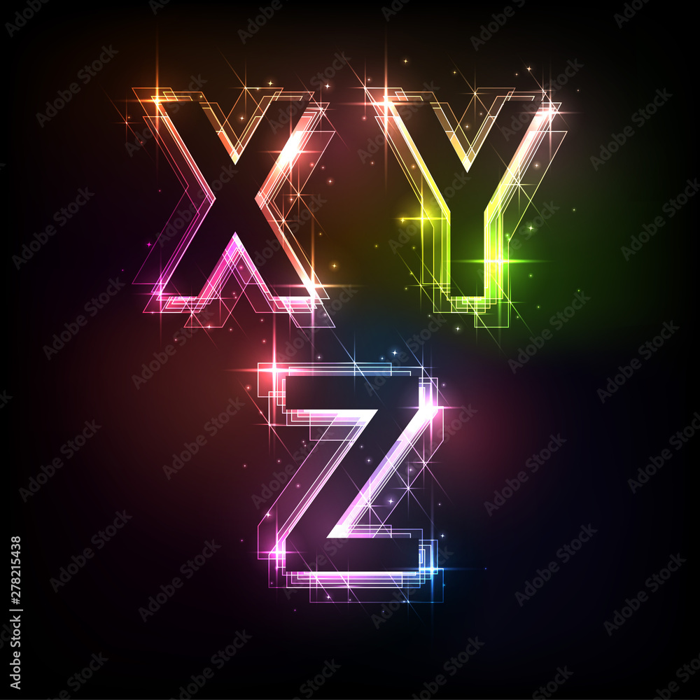 Neon alphabet. Bright sparkling letters. Neon alphabet. Bright sparkling letters.