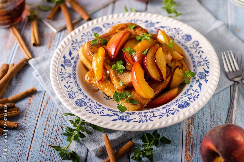French toast with caramelized peach French toast with caramelized peach