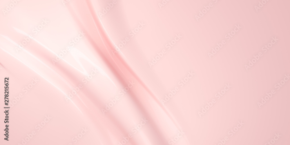 Liquid subtle pink background, cosmetic cream texture, 3d illustration - obrazy, fototapety, plakaty 