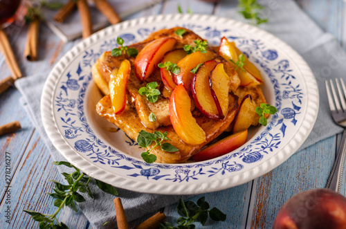 French toast with caramelized peach