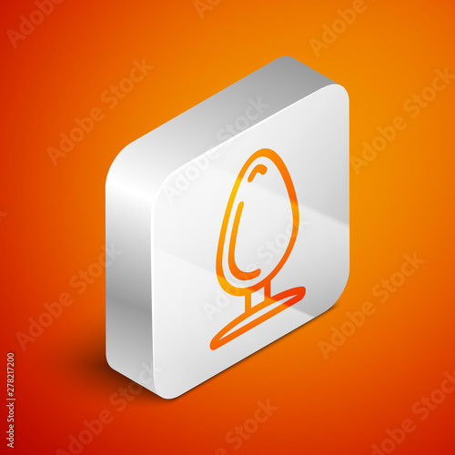 Isometric Anal plug icon isolated on orange background. Butt plug sign. Fetish accessory. Sex toy for men and woman. Silver square button. Vector Illustration