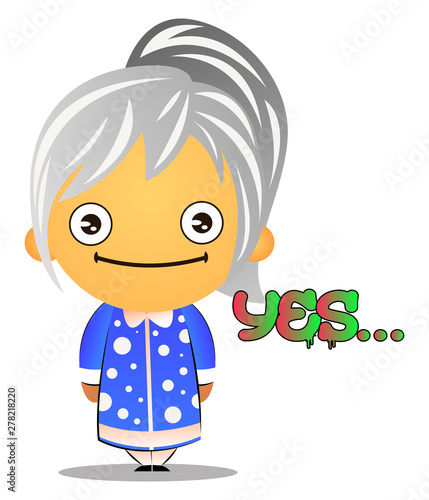Happy grandma smile, illustration, vector on white background.