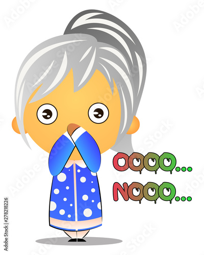 Grandma feeling guilty , illustration, vector on white background.