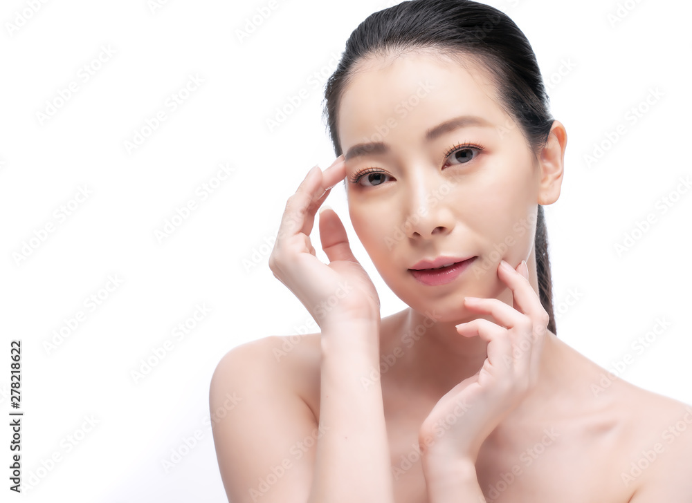 Portrait of young beautiful asian woman with Clean Fresh and without makeup skin. Healthy skin Girl beauty white skin makeup beauty female wellness and cosmetic ideas concept.Facial treatment and spa. Portrait of young beautiful asian woman with Clean Fresh and without makeup skin. Healthy skin Girl beauty white skin makeup beauty female wellness and cosmetic ideas concept.Facial treatment and spa.