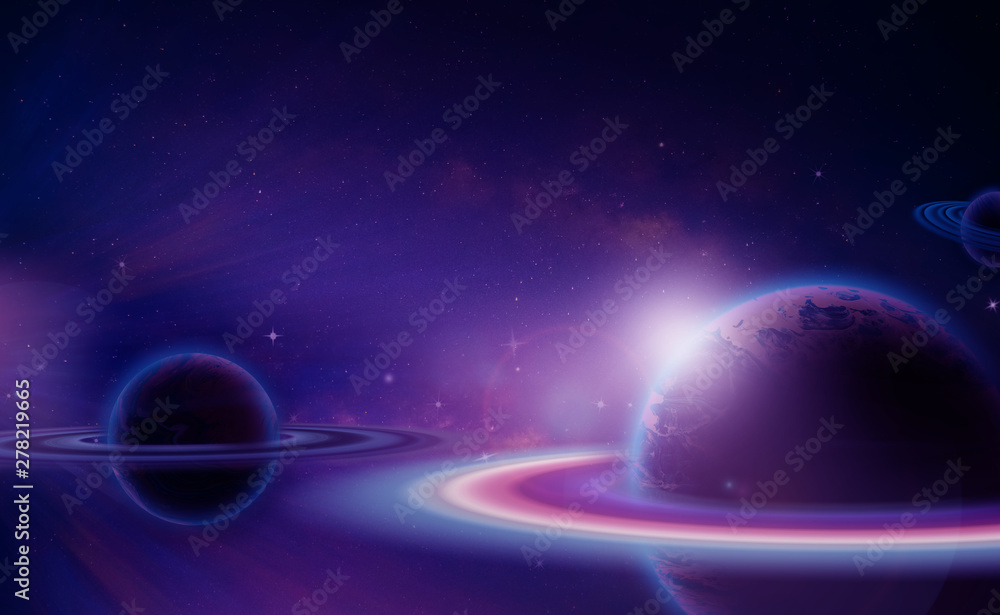 Fantasy space abstract background, space and planet  concept