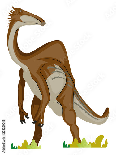 Deinocheirus, illustration, vector on white background.