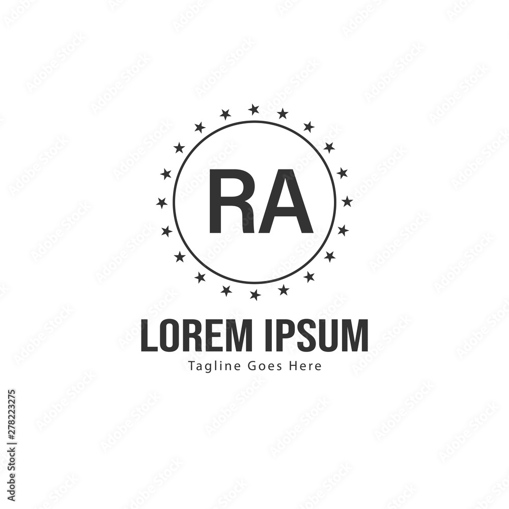 Initial RA logo template with modern frame. Minimalist RA letter logo vector illustration Initial RA logo template with modern frame. Minimalist RA letter logo vector illustration