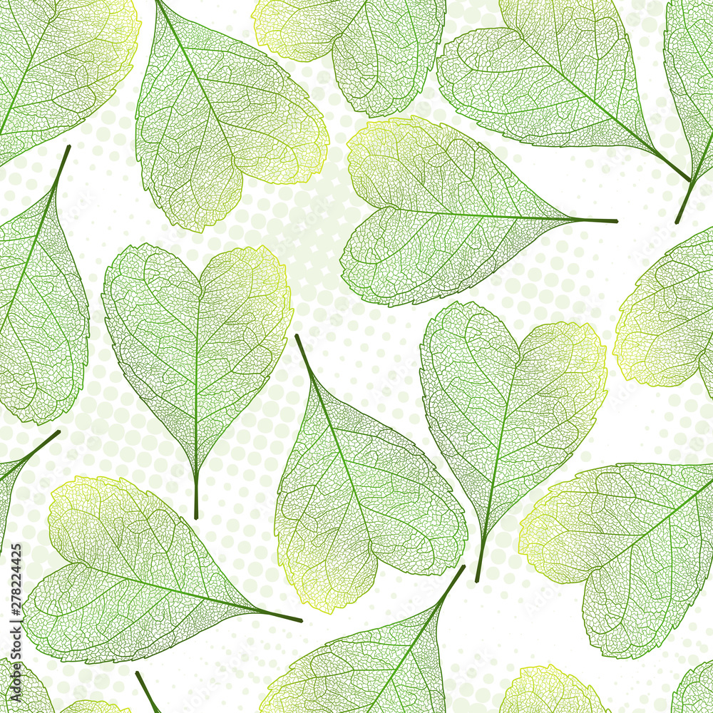 Seamless pattern with leaves.Heart-shaped leaves.Vector illustration. Seamless pattern with leaves.Heart-shaped leaves.Vector illustration.