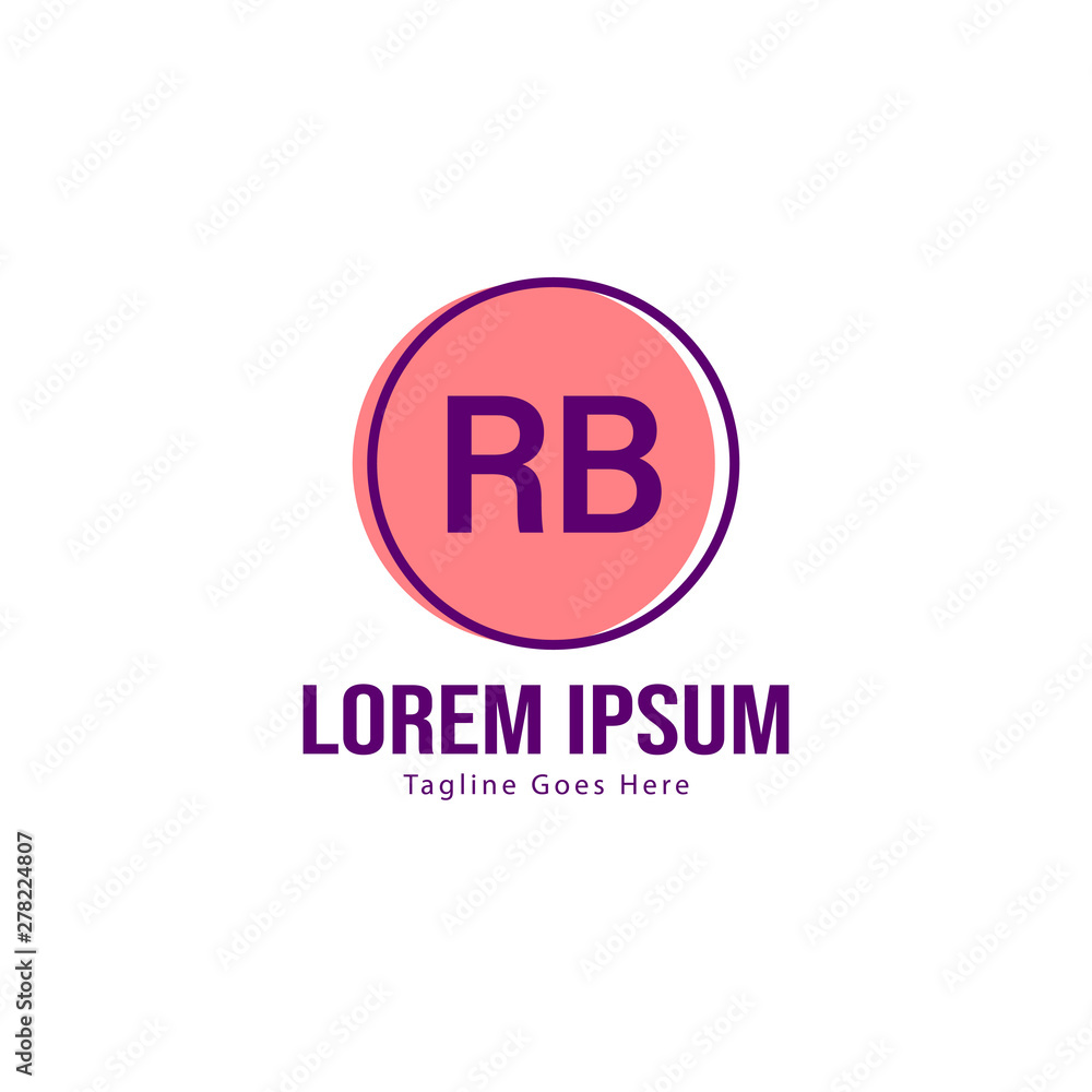 Initial RB logo template with modern frame. Minimalist RB letter logo vector illustration