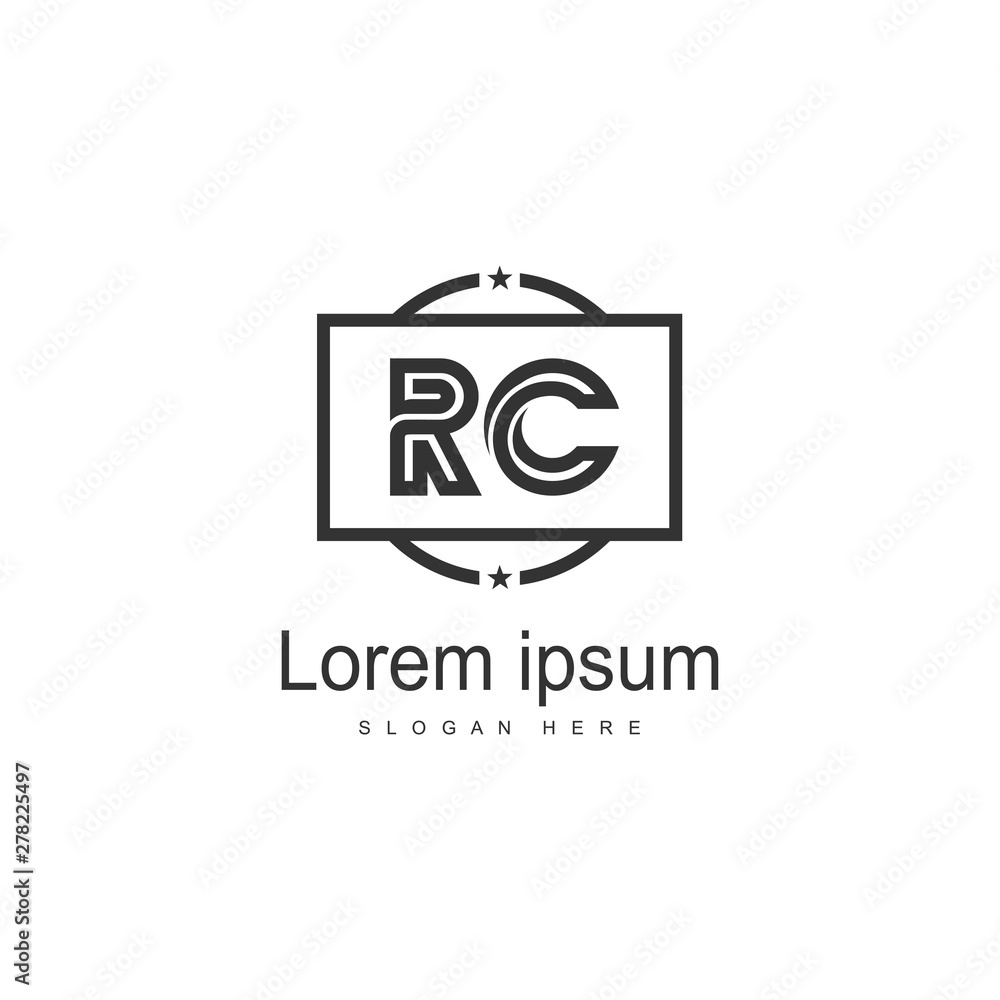 Naklejka premium Initial RC logo template with modern frame. Minimalist RC letter logo vector illustration