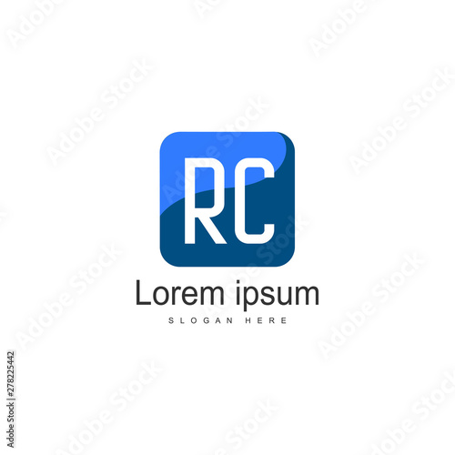 Initial RC logo template with modern frame. Minimalist RC letter logo vector illustration