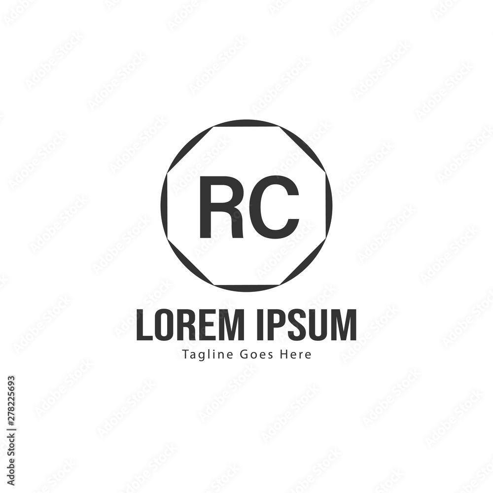 Initial RC logo template with modern frame. Minimalist RC letter logo vector illustration Initial RC logo template with modern frame. Minimalist RC letter logo vector illustration