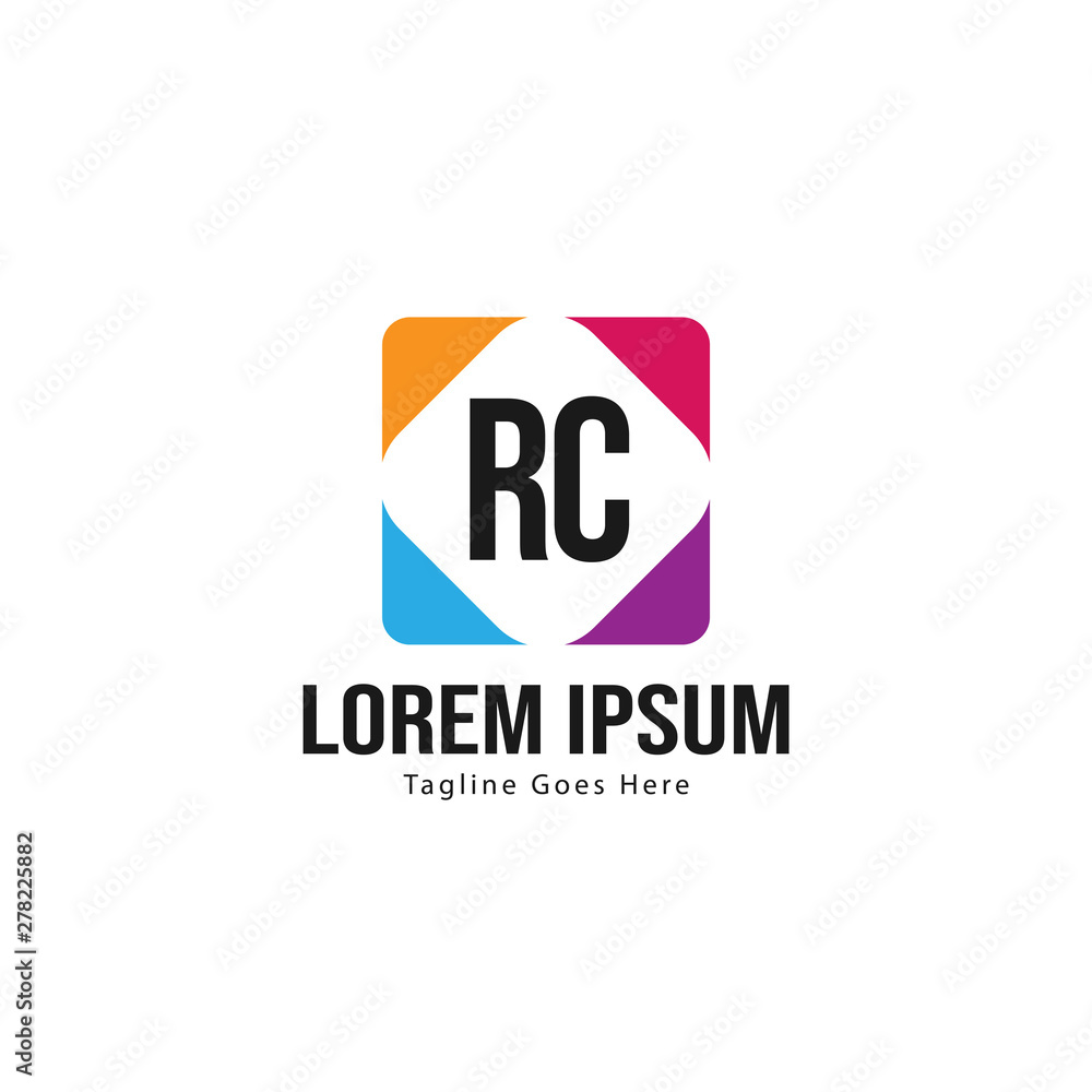 Initial RC logo template with modern frame. Minimalist RC letter logo vector illustration Initial RC logo template with modern frame. Minimalist RC letter logo vector illustration