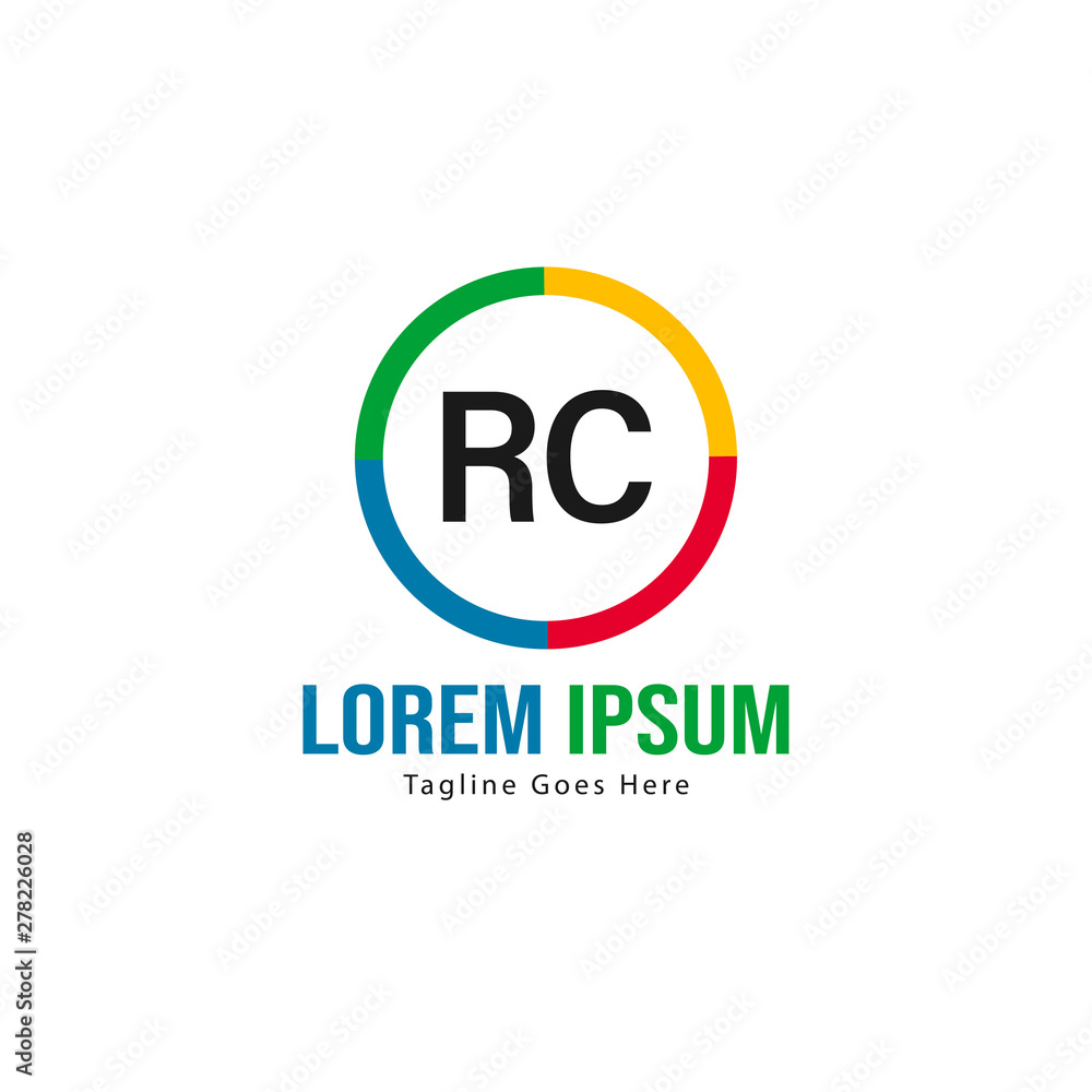 Initial RC logo template with modern frame. Minimalist RC letter logo vector illustration Initial RC logo template with modern frame. Minimalist RC letter logo vector illustration