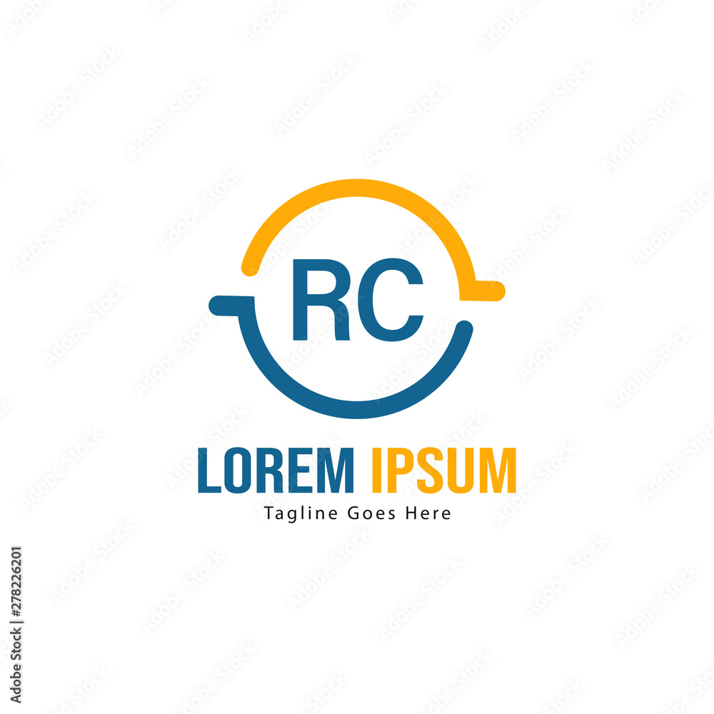 Initial RC logo template with modern frame. Minimalist RC letter logo vector illustration Initial RC logo template with modern frame. Minimalist RC letter logo vector illustration