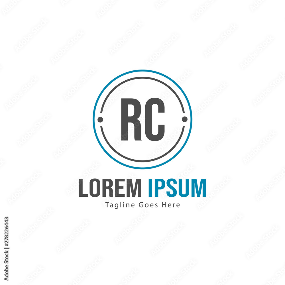 Initial RC logo template with modern frame. Minimalist RC letter logo vector illustration Initial RC logo template with modern frame. Minimalist RC letter logo vector illustration
