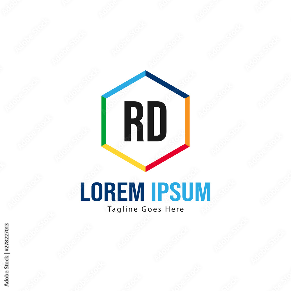 Fototapeta premium Initial RD logo template with modern frame. Minimalist RD letter logo vector illustration