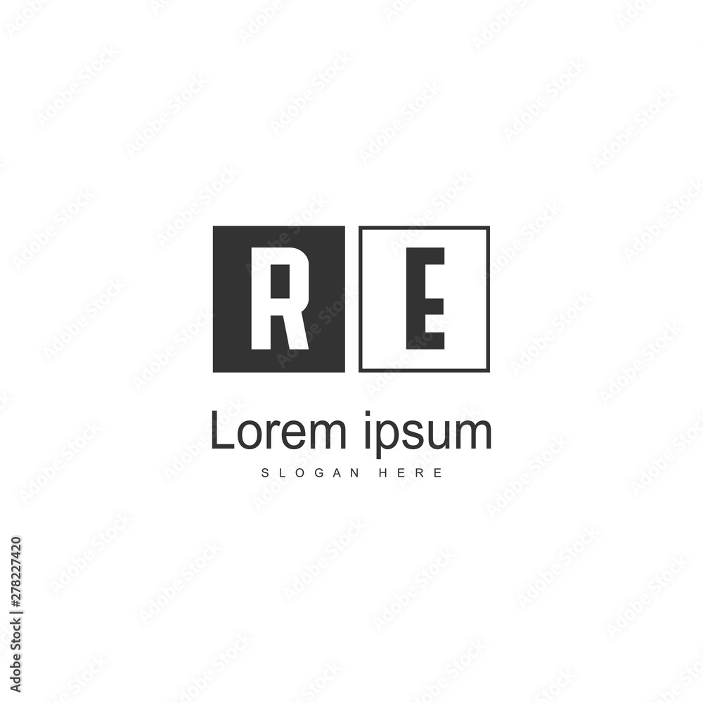 Fototapeta premium Initial RE logo template with modern frame. Minimalist RE letter logo vector illustration