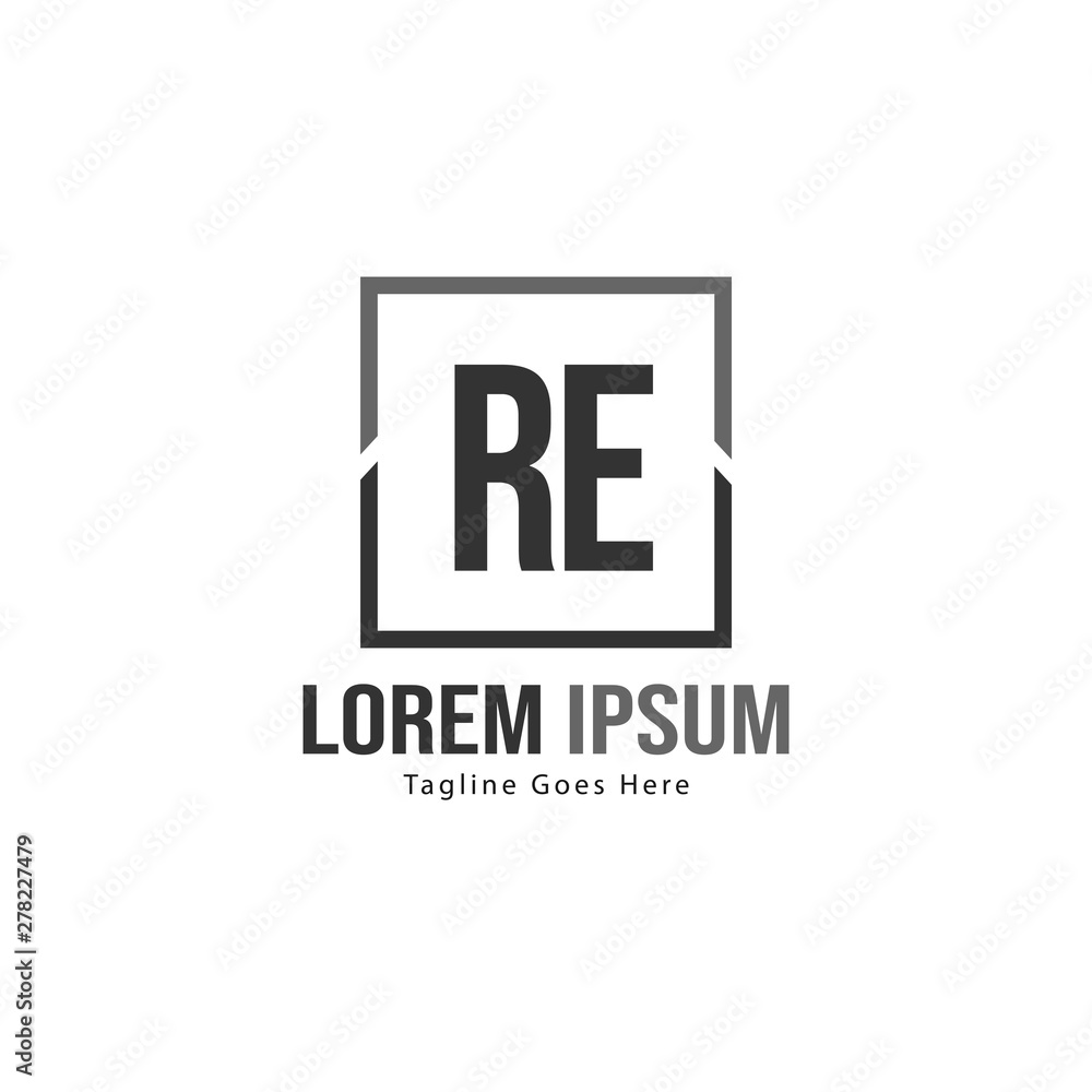 Initial RE logo template with modern frame. Minimalist RE letter logo vector illustration Initial RE logo template with modern frame. Minimalist RE letter logo vector illustration