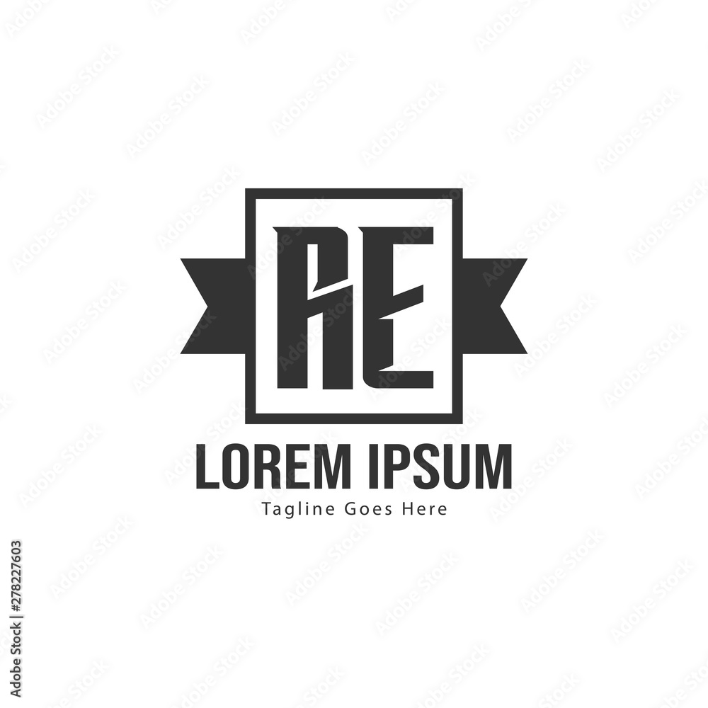 Fototapeta premium Initial RE logo template with modern frame. Minimalist RE letter logo vector illustration