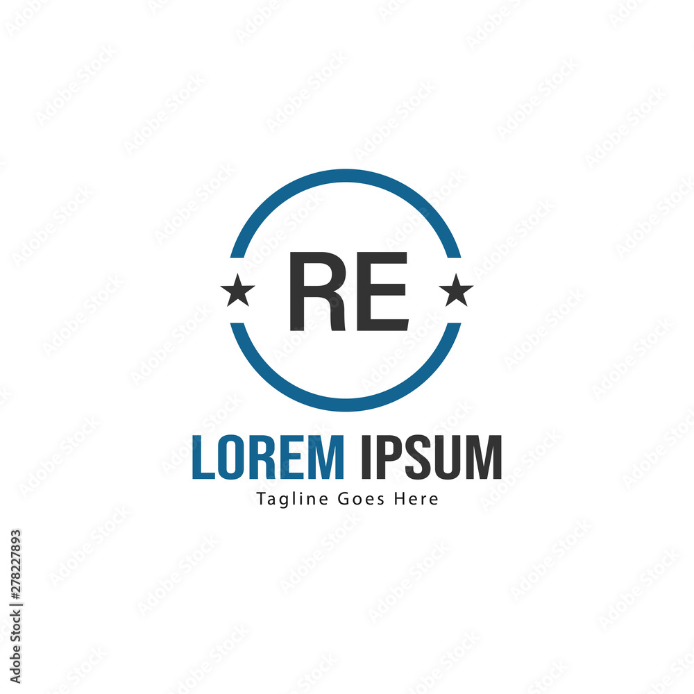 Initial RE logo template with modern frame. Minimalist RE letter logo vector illustration Initial RE logo template with modern frame. Minimalist RE letter logo vector illustration