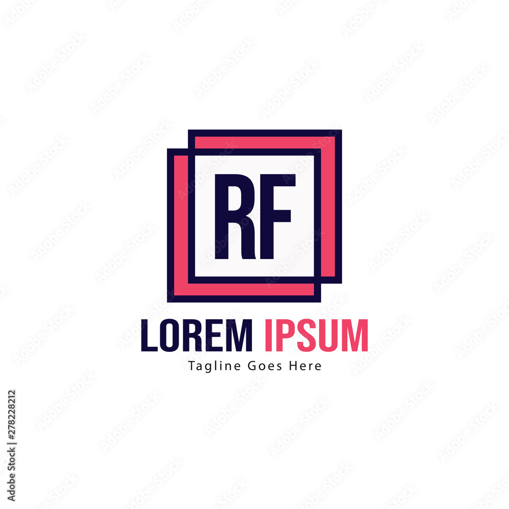 Fototapeta premium Initial RF logo template with modern frame. Minimalist RF letter logo vector illustration
