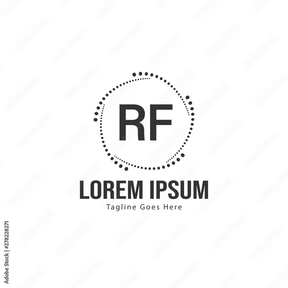 Initial RF logo template with modern frame. Minimalist RF letter logo vector illustration
