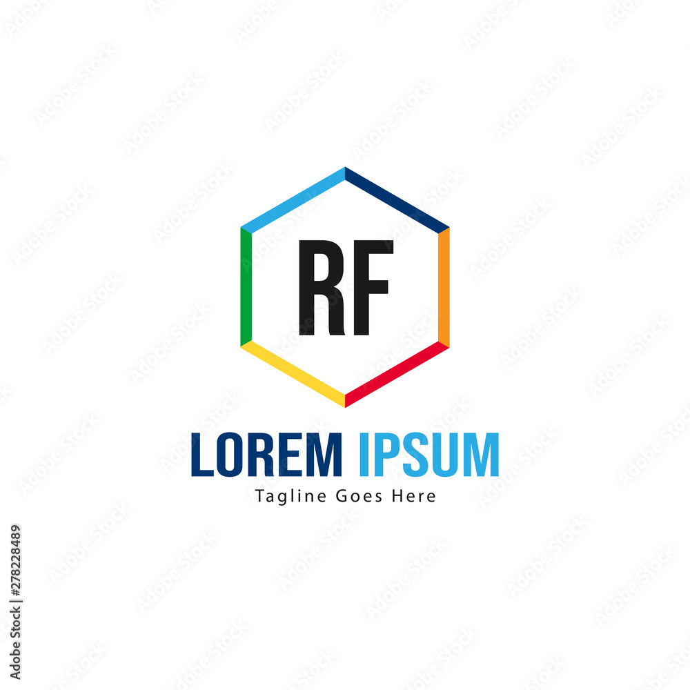 Initial RF logo template with modern frame. Minimalist RF letter logo vector illustration Initial RF logo template with modern frame. Minimalist RF letter logo vector illustration