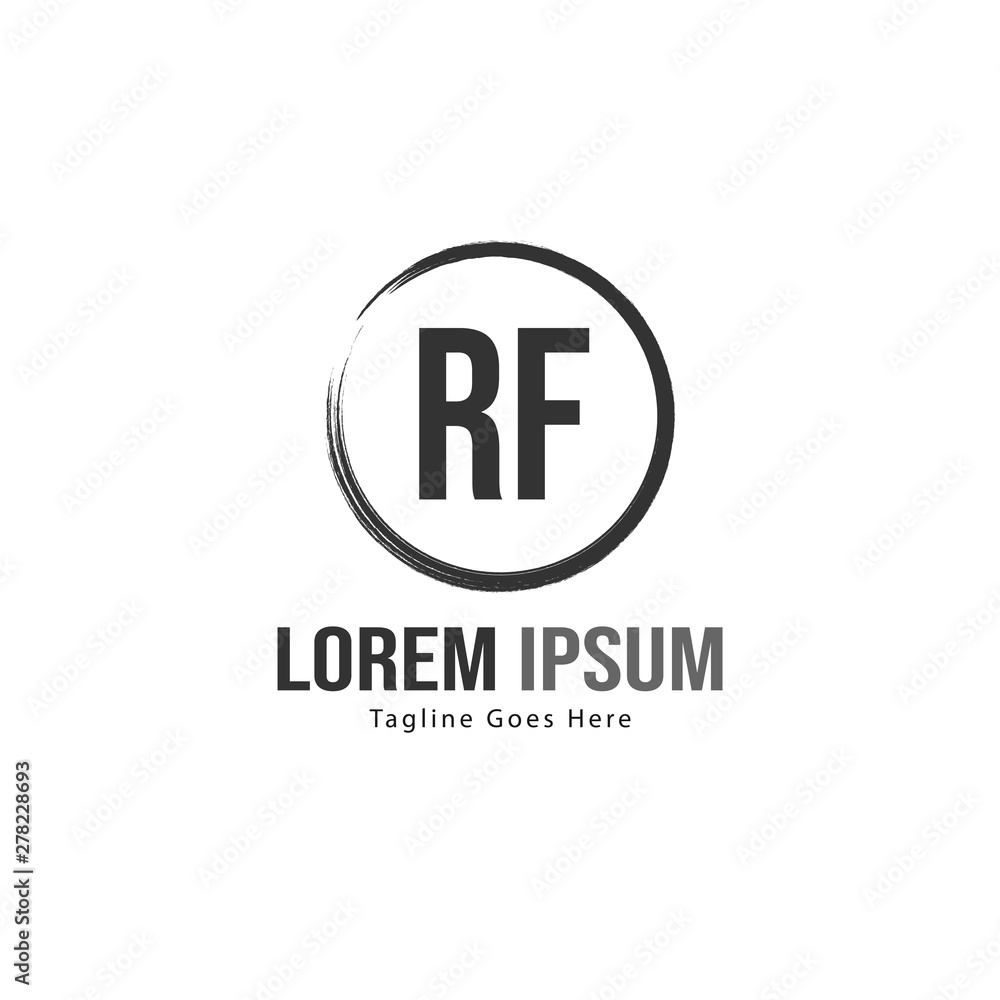 Initial RF logo template with modern frame. Minimalist RF letter logo vector illustration